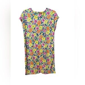 Ralph Lauren Blue Label Floral T-shirt Dress Modal Stretchy Knit Sz Small Petite